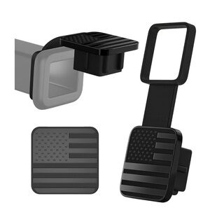 AMERICAN FLAG TRAILER HITCH COVER TOW TUBE PLUG CAP UNIVERSAL FIT BLACK NWT